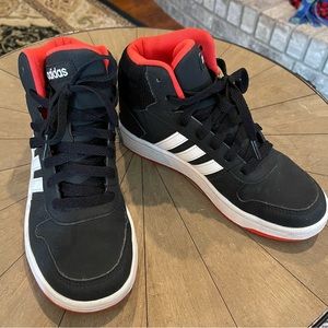 Adidas Red and Black hightops youth size 3